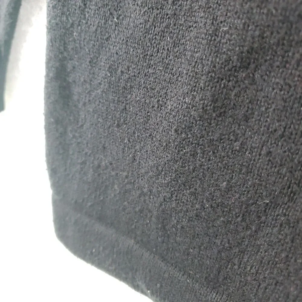 L Woolrich Men's Black Wool Cotton Blend 1/4 Zip Pullover Sweater